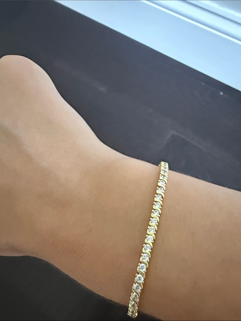Classic Gold Plated Tennis Bracelet with Clear Cz Stones - Women Jewelry
